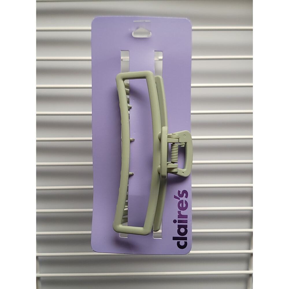 Claire’s Large Rectangular Sage Hair Clip Green New Claw Womens Girls